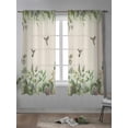 thumbnail image 4 of Hummingbird Curtains 63 Inch Length,Sheer Curtains for Bedroom Living Room Window Sage Green Botanical Leaf Vintage Botanical Rod Pocket Drapes Kitchen Curtains Small Half Window 42"x63" 2 Panels, 4 of 6