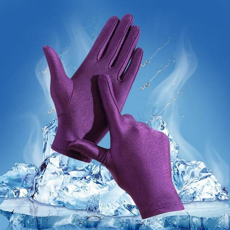 Aayomet Winter Gloves Men Sunscreen Gloves Ice Silk Outdoor Fishing Riding  Gloves (Purple, One Size)