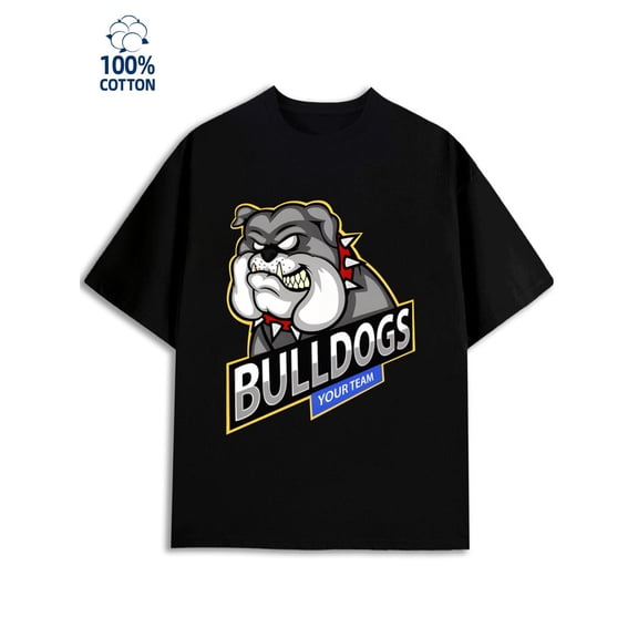 Bulldogs T-Shirt mens 180G 100% Cotton black Retro Unisex Shirt Short Sleeve tshirts Casual Unisex Shirt Crewneck tshirts Trendy Unisex Shirt Printed tshirts Basic Unisex Shirt Printed tshirts