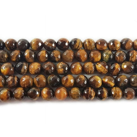 6mm Tiger Eye Faceted Round Beads Genuine Gemstone Natural Jewelry Making