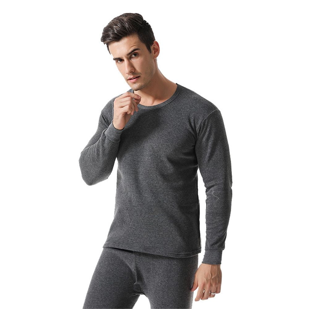 Winter Men Thermal Underwear Set Soft Cotton Fleece lined Warm Panels Long Johns Top Bottom Set Thermo Clothing Pajamas