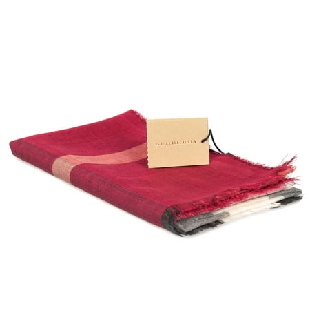 Burberry Lightweight Check Wool and Silk Scarf | Crimson (Best Price Burberry Scarf)
