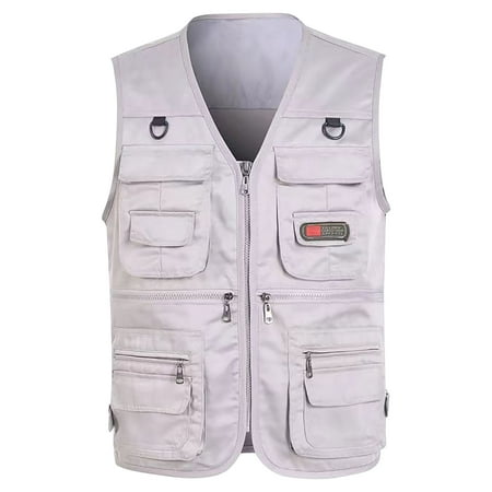 WDZUDU Men s Fishing Vest 2024 New Utility Safari Travel Vest Outdoor Work Photo Cargo Fly Waistcoat with Multiple Pockets