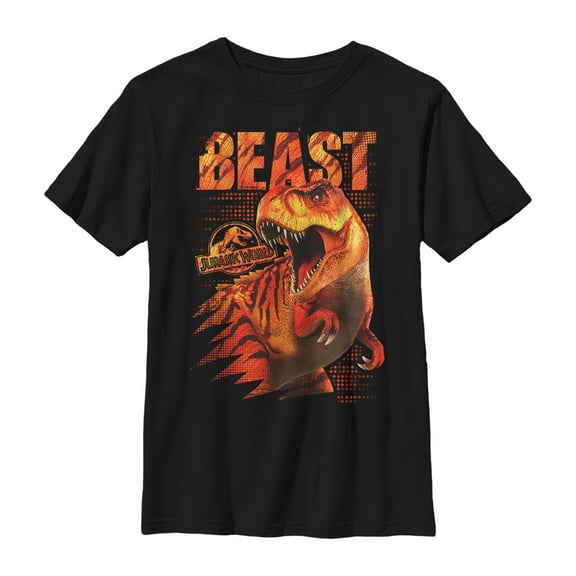 Boy's Jurassic World Beast Pattern Graphic Tee Black Medium