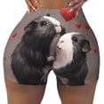 thumbnail image 2 of Logiee Heart Guinea Pig Couple Print Women's Biker Shorts,Workout Gym Shorts,Scrunch Shorts,Tummy Control Hidden Scrunch Running Yoga Shorts-, 2 of 8
