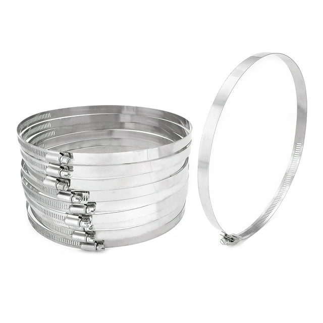 Abrazaderas de manguera de acero inoxidable 304 de estilo americano con rango de sujeción de 194-216 mm, 10 piezas