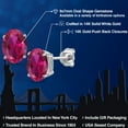 thumbnail image 2 of Gem Stone King 14K White Gold Red Created Ruby Double Notch Stud Earrings for Women Men | 4.00 Cttw | Gemstone July Birthstone | Oval 9X7MM, 2 of 6