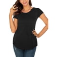 thumbnail image 5 of Vêtements de Grossesse Offres de l'Action de Grâce Liquidation Été Vêtements de Maternité pour Femmes Col Rond Manches Courtes Volants Pli Hauts de Grossesse, 5 of 5