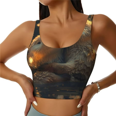 Matuu Adorable Otter Pair Hug for Women s Sports Bra - Soft  Comfortable and Breathable Sports Vest for Yoga  Fitness  and Dance-Medium