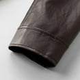 thumbnail image 7 of KeShDi Leather Jacket Men's Winter Long-sleeved Leather Motorcycle Jacket Zipper Coat Long Sleeve Hoodless Faux Leather Outwear Jackets Brown S, 7 of 7