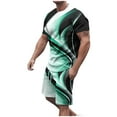 thumbnail image 1 of Mens Pantalones Casuales Cuello Redondo Impresión de Manga Corta Blusa Y Pantalones Cortos Traje, Pantalones de Traje para Hombres, 1 of 7