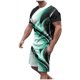 thumbnail image 1 of Mens Pantalones Casuales Cuello Redondo Impresión de Manga Corta Blusa Y Pantalones Cortos Traje, Pantalones de Traje para Hombres, 1 of 7