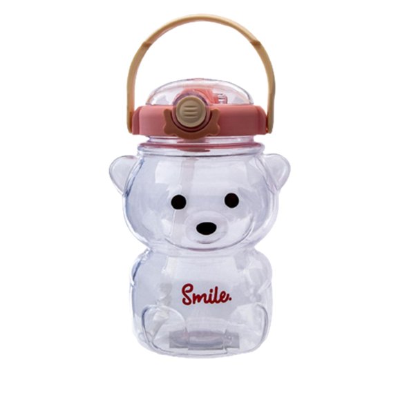 AOOOWER Water Bottle for Kid Tumbler with Straw Mug Cup Bear Cute Summer Outdoor Sport Plastic Girls School Cute Drinking Cup