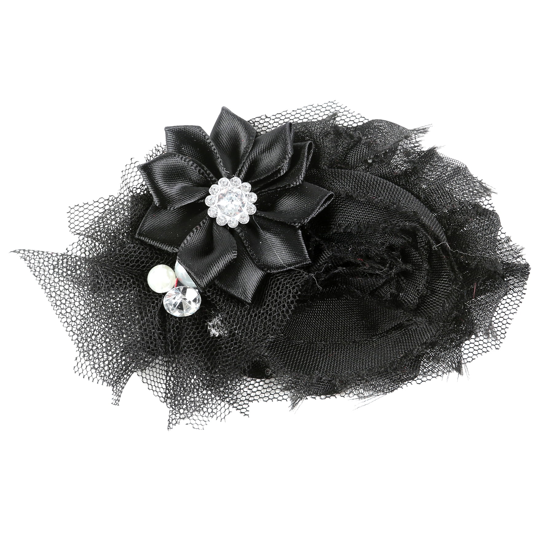 Offray Accessories, Black Satin Tulle With Gem Flower Cluster Are The Perfect Finishing Accent To Any Project, 1 Each