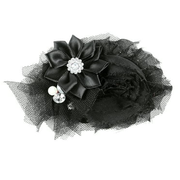 Offray Accessories, Black Satin Tulle With Gem Flower Cluster Embellishment, 1 Each