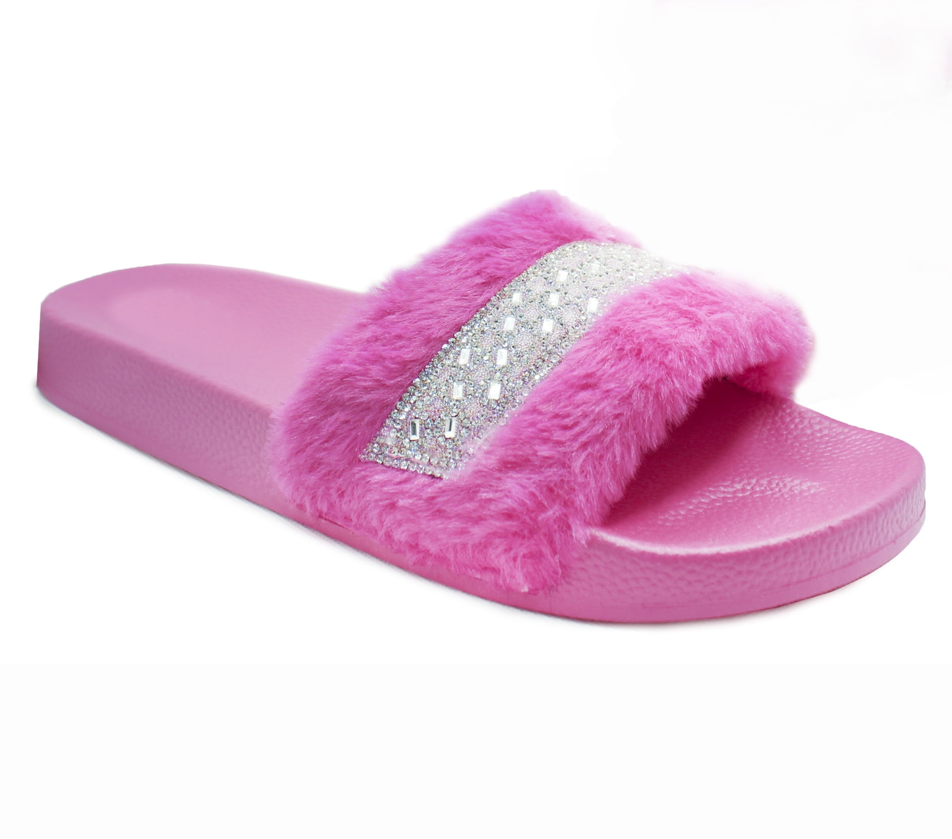 fur slide on slippers