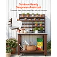thumbnail image 6 of VEVOR Potting Bench Table, Outdoor Gardening Workstation with 45 x 26 in Stainless Steel Tabletop, Storage Shelves, 4 Casters, Hooks, Garden Planting Work Station for Outside Patio, Backyard, Brown, 6 of 9