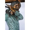 thumbnail image 4 of Nifao Girl playing flute large bronze statue – Outdoor Garden Decor Sculpture, 30"L x 15"W x 50"H, 4 of 11