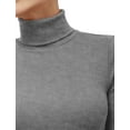 thumbnail image 4 of J. METHOD Women's Light Weight Basic Long Sleeve Turtleneck Knit Ribbed Shirt Sweater Mock Neck Top NEWT88 HGrey S, 4 of 6
