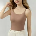 thumbnail image 2 of MOJOGO Basic Undershirt for Women Summer Seamless Camisole Layerlook Tank Top with Built-in Bra Coffee S, 2 of 9