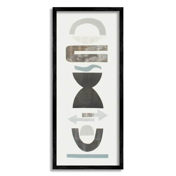 Stupell Industries Bohemian Totem Shapes Stacked Arrows Arches Abstract Painting Black Framed Art Print Wall Art, 10 x 24