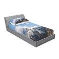 thumbnail image 3 of Mountain Bedding Set with Sheet & Covers, Snowy Mountain Scenery in the Summertime Cloudy Sky Natural Beauty Pattern, Printed Bedroom Decor 2 Shams, 4 Sizes, White Blue Brown, by Ambesonne, 3 of 3