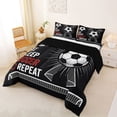 thumbnail image 2 of Erosebridal Football Ball Games Queen Comforter Set,Soccer Sport Themed Bedding Comforter Set For Kids Boys,Reversible black,3pcs, 2 of 7