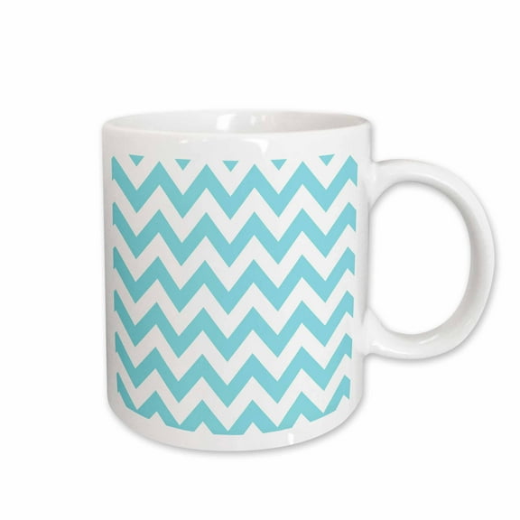 3drose, Aqua and White Chevron., 11oz Mug