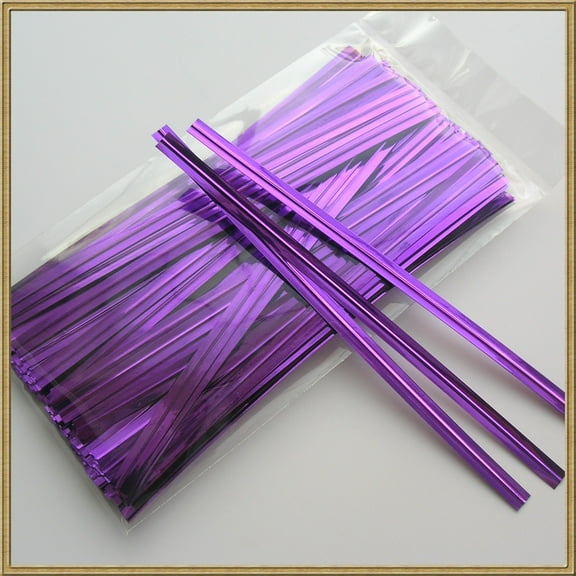 1000pcs 4" PURPLE metallic twist ties foil twist ties