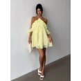 thumbnail image 4 of Light Yellow Womens Halter Tie Ruffle Chiffon Mini Dress For Vacation, Party, Or Summer Outing, 4 of 8