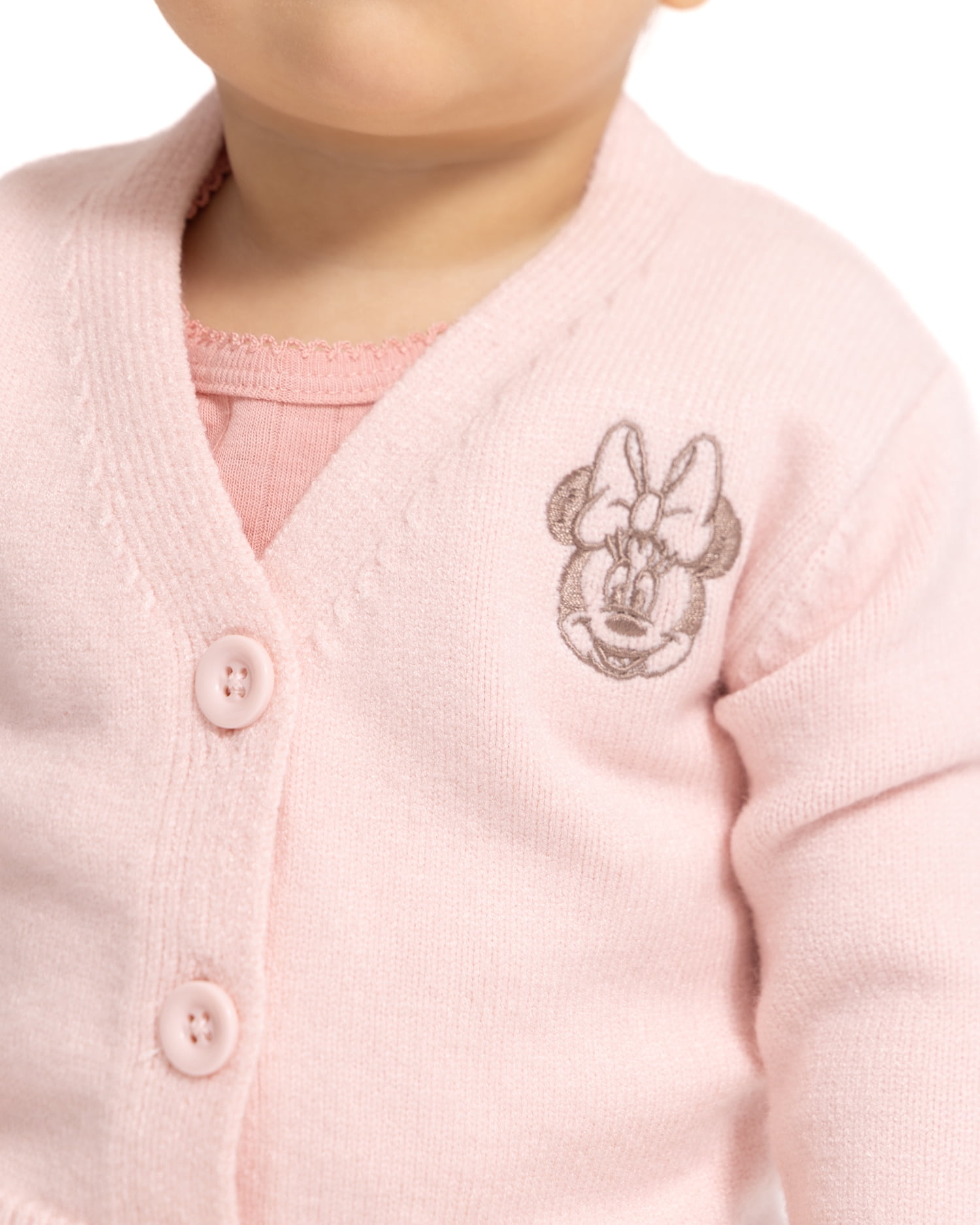 Disney Baby Girl’s Minnie Mouse Embroidered Cardigan with Long Sleeves, Sizes 0/3M-18M