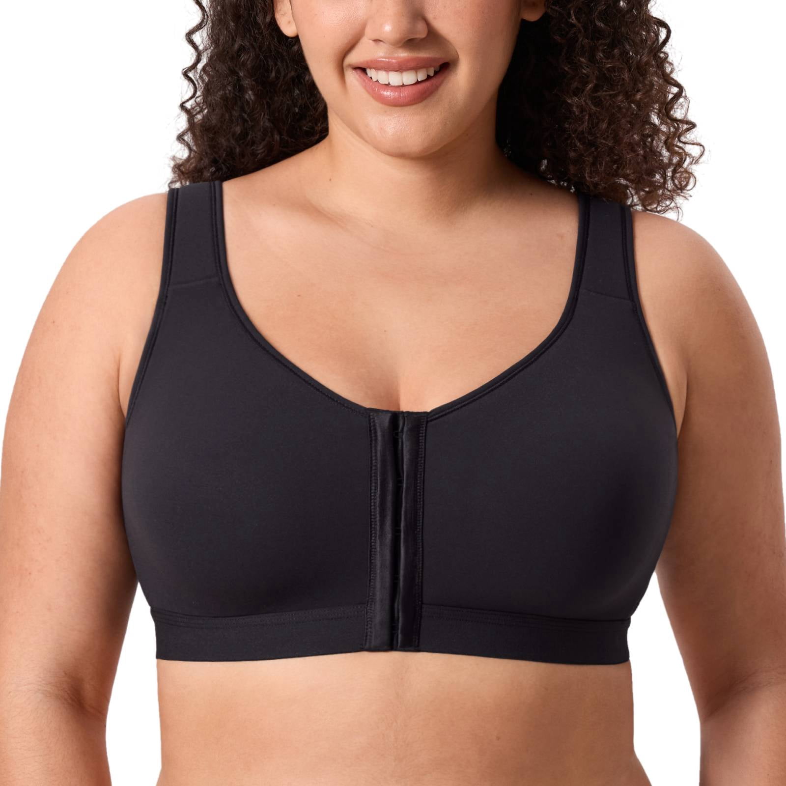 DELIMIRA Women's Posture Bra Front Closure Lightly Padded Plus Size Wireless Full Coverage Bras