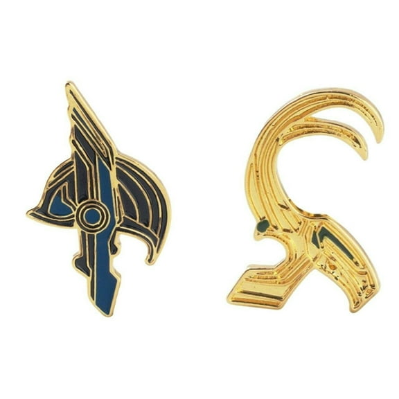 Thor And Loki Superhero Brothers Helmets 1" Tall Enamel Metal Pin Set of 2