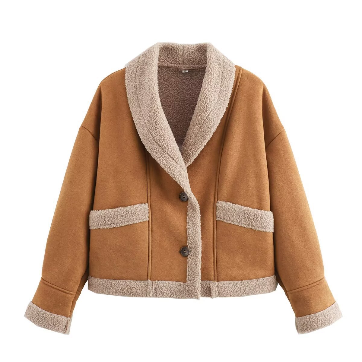 Women's Loose Fit Faux Fur Coat - Long Sleeve Fluffy Warm Winter Jacket Overcoat