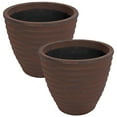 thumbnail image 3 of Sunnydaze Ribbed 16" x 16" x 14.25" Round Rust Polyresin Outdoor Planter Pot 2-Count, 3 of 9