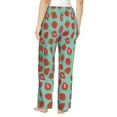 thumbnail image 3 of Xecao Hand Drawn Strawberry Women's Straight Lounge Pajama Pants: The Epitome of Relaxed Sleepwear, 3 of 9