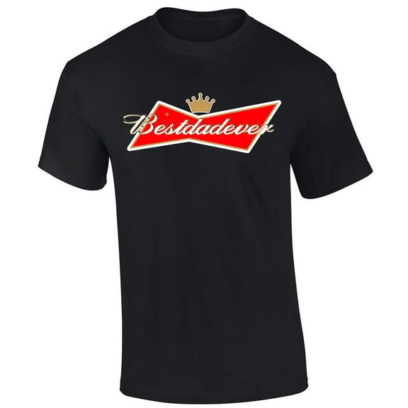 Mens Best Dad Ever Shirt Funny Red American Can Logo Parody Short Sleeve T-shirt Graphic Tee-Black-small