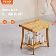 thumbnail image 2 of Teak Shower Bench 20x14.3x17.9in - Wood Shower Stool Chair for Bathroom, 400lbs Capacity, Adjustable, Non-Slip, Indoor/Outdoor, 2 of 6