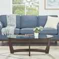 thumbnail image 3 of 48 Inch Oval Glass Coffee Table, Cherry Round Coffee Table Center Table with Glass Top, Small Coffee Table for Living Room, Office and Apartment, 3 of 13