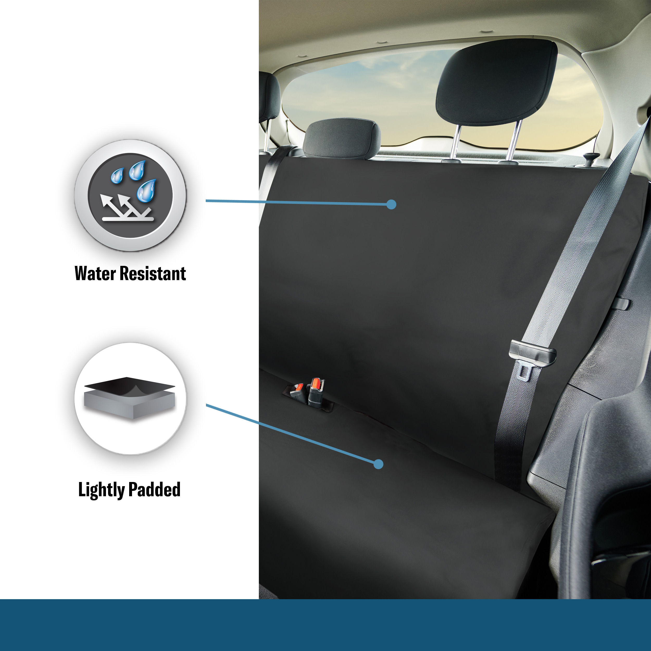 2Air Odor Eliminating Car Seat Protector, Black, Rear Bench photo 3