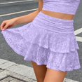 thumbnail image 2 of Wxolcjlv Womens Lace Ruffled Mini Skirt High Waist Tiered Layered Skirts, 2 of 6