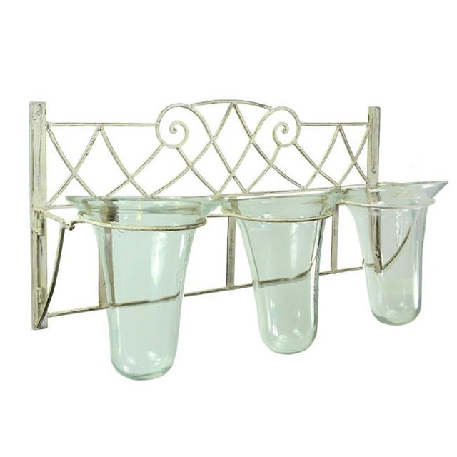 Benzara BM165092 Metal Candleholder - White & Clear