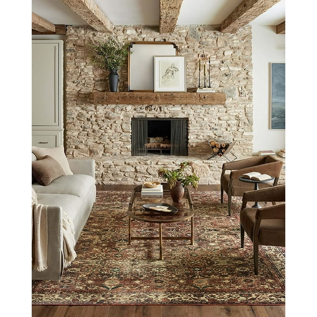 Loloi Magnolia Home by Joanna Gaines x Banks BAN-04 Collection Machine Washable Brick/Ivory 2'-6" x 12'-0" Runner Rug