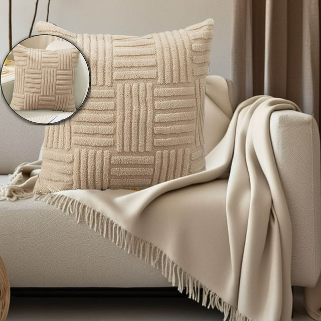 Dvruxg Solid Color Velvet Pillowcase, Pleated Sofa Cushion Cover, Lumbar Support Office Waist Protection for Home & Workplace Comfort