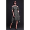 thumbnail image 2 of Bimba Grey Geometric Print Womens Chic Style Cold Shoulder Shift Dress Summer Tunic - Small, 2 of 6