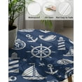 thumbnail image 3 of Fitted Round Tablecloths Table Covers 36-44in,Nautical Compass Lignthouse Anchor Waterproof Elastic Edged Table Cloth for Kitchen Dining Holiday Party Tables Decor,Marine Fish Anchor on Navy Blue, 3 of 6