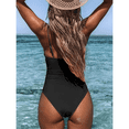 thumbnail image 4 of Women's One Piece Swimsuit Tummy Control Bathing Suit for women, V Neck Push Up Ruched Full Coverage Swimwear, Black, 4 of 9