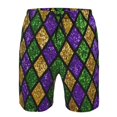 thumbnail image 3 of Vsdgher Mardi Gras Shiny Green Purple Men's Beach Shorts, Surfing shorts, Swim trunks, Quick Dry Swim Trunks for Surfing Beach Fun -X-Large, 3 of 6