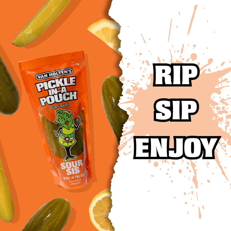 Van Holten's Big Papa Pickle In A Pouch - 6 Pack Of Giant Dill Pickles, Gluten Free, Low Calorie, On-the-Go Snack
