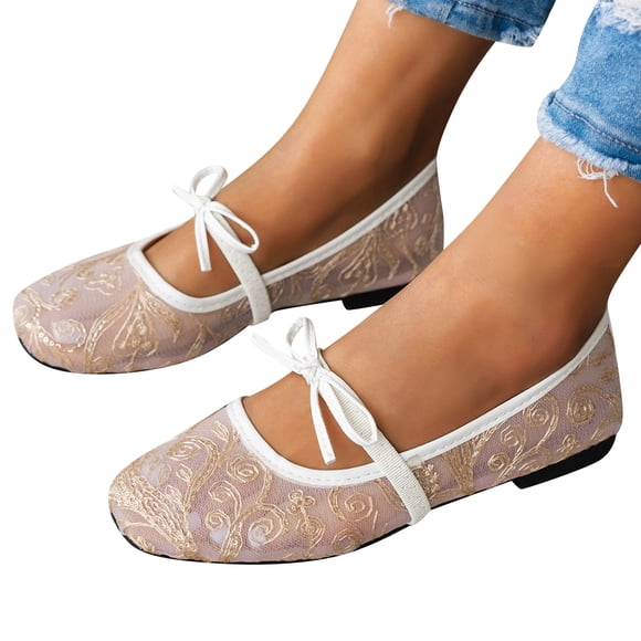 Willtoo Ballet Flats for Women Closed Toe Bowknot Floral Mary Jane Shoes Casual 2026 New Ballerina Flats Shoes
